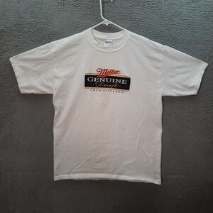 Gildan Shirt Adult Large White Miller Genuine Draft Beer Outdoors College Party